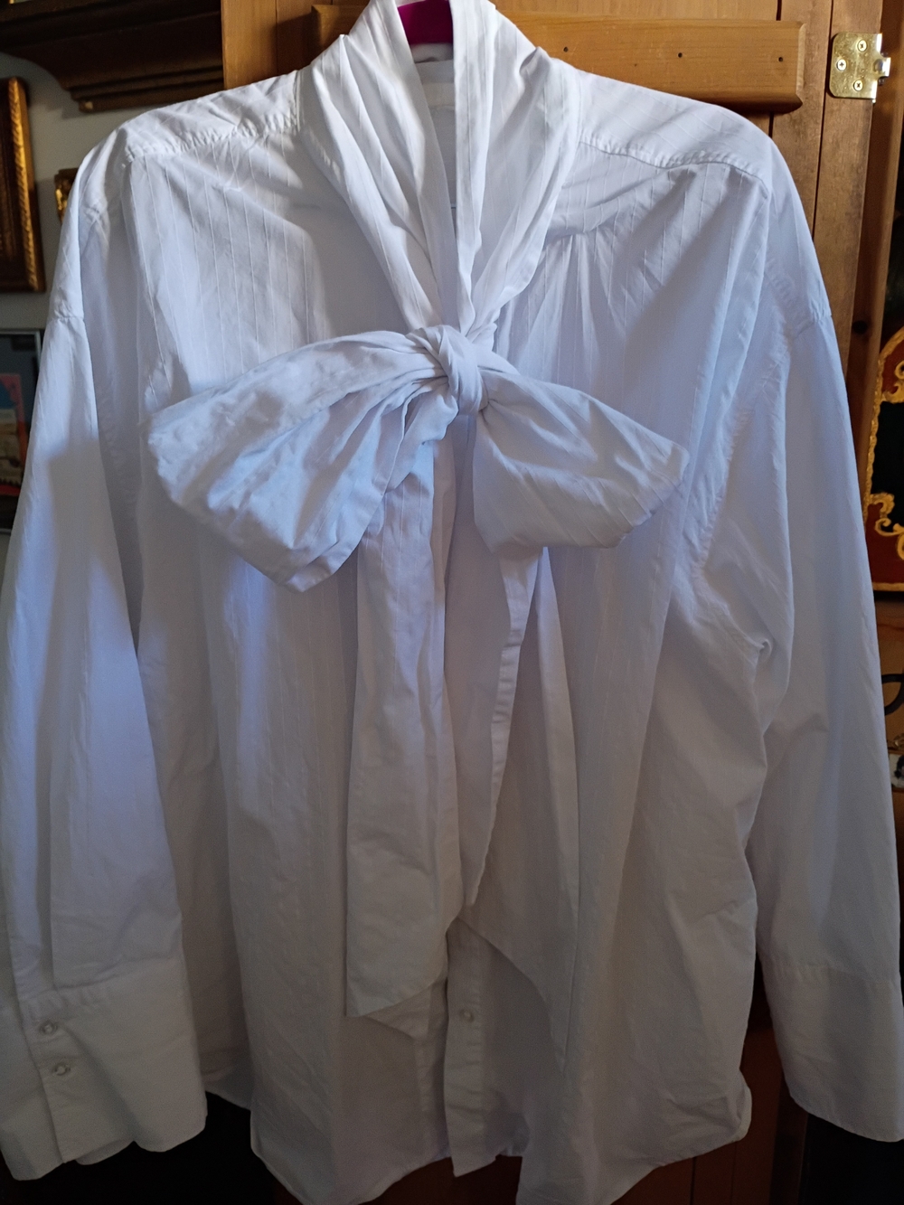 White Bow-Tie Front Men's Shirt Jacket